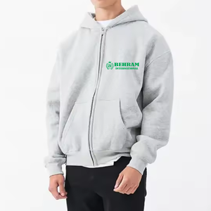 Sweat-shirts à capuche unisexes personnalisés avec fermeture éclair, brodés, coupe oversize, épaules tombantes, grammage lourd, hiver, 100% coton respirant, séchage rapide, en molleton bouclette - Product Image 6