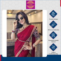 Sari traditionnel indien pakistanais de qualité supérieure pour femmes, magnifique travail de broderie en sequins, en faux georgette, pour occasions spéciales