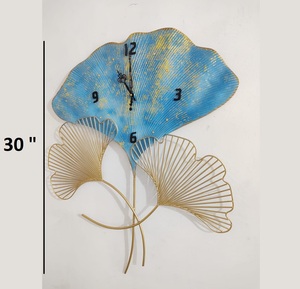 Ak Brass Metal Decorative Three Petal Blue Color Wall <b>Clock</b> for Wall Decor - Product Image 1