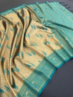 Diseñador indio Último Llamativo Banarasi Seda Sari Tradicional Exclusivo Fiesta Festival Nupcial Desgaste Rich Look MUJER Sari