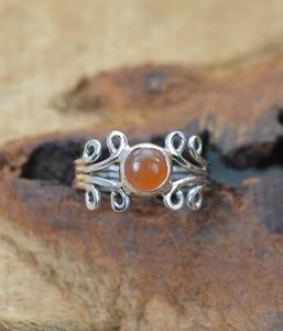 Bijoux en pierres précieuses de cornaline pour femmes bijoux en argent de style bohème bijoux en argent sterling 925 tendance bague faite à la main cadeau pour maman - Product Image 3