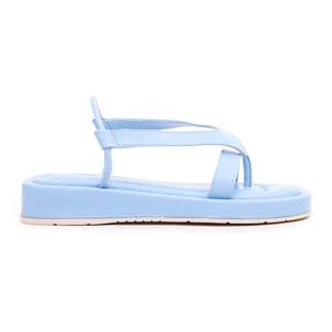 Sandalias de tacón con correa en el tobillo para mujer azul cielo FR5169 estilo de plataforma de punta estrecha con cordones - Product Image 3