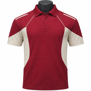 Camiseta Polo Personalizada OEM para Hombre, con Paneles en Contraste Rojo, Transpirable, de Manga Corta, para Deportes, Golf, Uniformes de Equipo, Fabricante Mayorista - Product Image 1