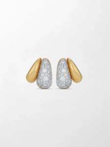 Pendientes Huggie con Diamantes Cultivados en Laboratorio, Corte Redondo y Pavé, 2.04 Ct, Color GH, Claridad VS, 138 Piedras, Oro Amarillo de 14K, Acabado Redondeado y Brillante - Product Image 2