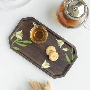 Plateau rectangulaire en bois de mangue peint à la main, écologique et tendance, magnifique, 12,5 pouces x 7 pouces x 0,6 pouces (LxLxH), plat biodégradable - Product Image 5