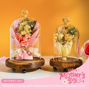 Décoration de Noël moderne en verre LED transparent avec base en bois, Père Noël, renne, arbre, ornement de table lumineux pour les fêtes - Product Image 2