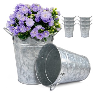 Bucket Shape Galvanized Planter Indian Stylish Handmade Decorative Pocket Rounded Shape Affordable Wholesale Planter - Product Image 6