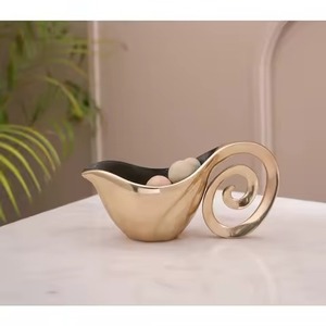 Tazón Decorativo de Aluminio con Diseño de Espiral Dorada, Centro de Mesa de Lujo para Decoración del Hogar, para Frutos Secos y Chocolate - Product Image 1