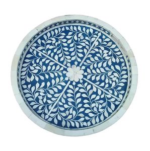 ถาดฝังกระดูกอินเดียถาดสำหรับตกแต่งแบบเรียบง่ายถาดฝังกระดูกทรงกลมสีน้ำเงิน - Product Image 1