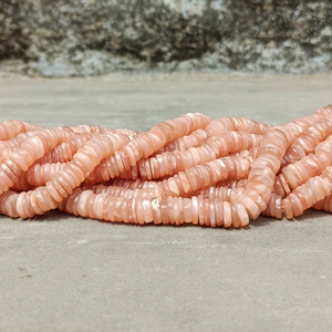 Peach Moonstone Smooth Heishi Tyre Shape Gemstone Beads 7mm Plain Tire Beads para la fabricación de joyas 15 pulgadas de la fabricación de la India - Product Image 1