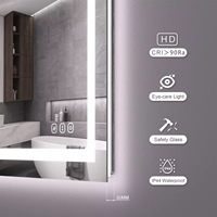 Miroir de salle de bain intelligent rectangulaire moderne anti-buée avec éclairage LED, écran tactile mural, pour chambre, hôtel, salon