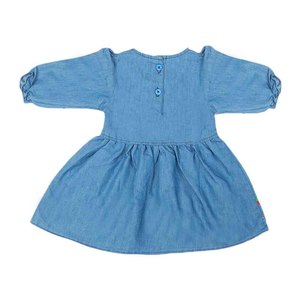Girls Embroidered Denim Frock - Light Blue - Product Image 5