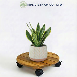 Carrito de Lujo para Plantas, Cuadrado y Redondo, de Madera de Acacia Resistente, con Ruedas Giratorias de 360°, para Uso en Interiores y Exteriores, Hecho en Vietnam - Product Image 6
