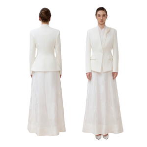 Blazers de estilo lujoso para mujer, 2 bolsillos delanteros, Hazel, chaqueta sin cuello de un solo pecho, ropa ecológica para mujer, Vietnam - Product Image 1