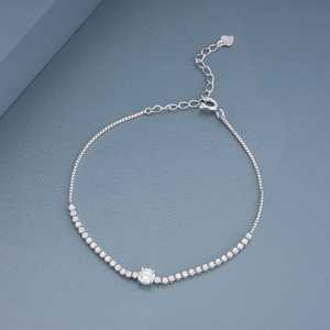 92.5 <b>Silver</b> Tennis <b>Bracelet</b> with Emerald Cut Diamond Pearl Rhodium Platinum Plated Religious Style <b>Charm</b> <b>Bracelets</b> 191290 Model - Product Image 5