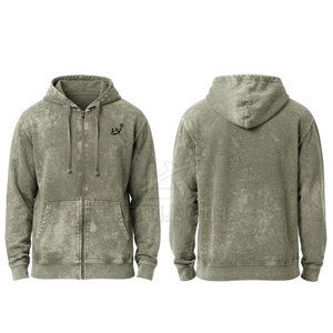 Sweat à capuche zippé décontracté pour homme, style frais, coupe régulière, manches longues, délavé à l'acide, 100% coton léger - Product Image 6