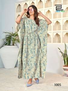 Vente en gros de rayonne indienne bleue tie dye gaufrée Kurta/Kurti vêtements de plage pleine longueur peignoir Maxi robe pour femmes - Product Image 4