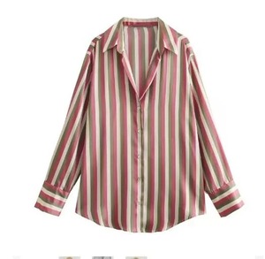 Long Sleeve Shirt,<b>Striped</b> Button Front Shirt,2024 Spring & Summer Women's Clothing Fashion Blouse <b>Tops</b> - Product Image 4