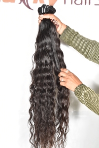 100% Cuticule Alignée Double Trame Ondulée Remy Vague Naturelle Noir Vierge Extensions Temple Indien Machine 100% Cheveux Humains Noir - Product Image 6