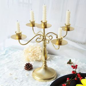 Bougeoir élégant en métal laiton avec 5 mèches diya pour la décoration Diwali décoration d'étagère mandir et éclairage traditionnel indien - Product Image 6