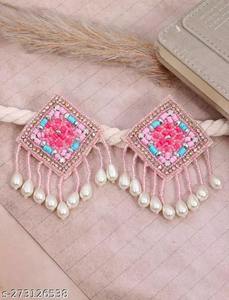 Pendientes bordados hechos a mano de alta calidad del fabricante para mujer, diseño clásico, tamaño pequeño, joyería de moda para niñas, costura - Product Image 5