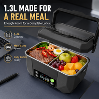 1,3L Beheizbare Mahlzeitenbox Wiederaufladbare Beheizte Bento-Lunchbox Batteriebetriebener Speisenwärmer für Outdoor-Aktivitäten