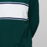 Kaos Rugby Desain Garis-Garis Preppy Sublimasi Custom Print Unisex Jahitan Garis Lengan Panjang Bernapas Anti-Bakteri