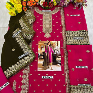 Vestidos de novia 2024 paquistaníes por diseñadores paquistaníes Colección de gasa Trajes de 3 piezas Vestido de fiesta más vendido - Product Image 1