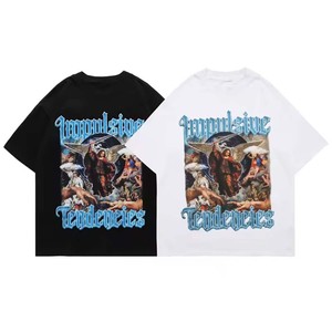 250GSM-Camiseta con hombros caídos y estampado gráfico personalizado para hombre, ropa de calle de gran tamaño - Product Image 4