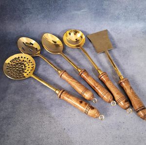 wholesale supplier Cutting Knife <b>Set</b> manufacturer with <b>Gold</b> Plated Brass Cutelry <b>Set</b> Leaf Handle <b>Set</b> of 2Pieces Made - Product Image 3