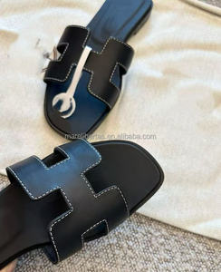 Sandales plates à lanières en cuir de veau véritable de haute qualité pour femmes, confortables et décontractées, noires - Product Image 5