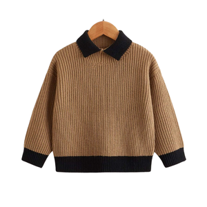 Pull en tricot doux et chaud pour enfants, écologique, de qualité supérieure, en coton mélangé, fabricant OEM avec poche avant - Product Image 4
