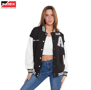 Venta al por mayor de invierno personalizado bordado con capucha vintage pulóver chaqueta de lana de las mujeres chaquetas universitarias con logotipo personalizado - Product Image 2