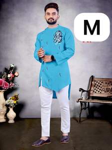 Festivals et célébrations dessinés à la main imprimé taille adulte Occasions vêtements pakistanais hommes traditionnel indien coton Kurta - Product Image 5