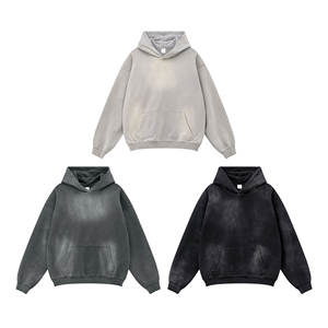 Sweat à capuche personnalisé High Street 370GSM pour hommes Monkey Washed Sweatshirt à capuche surdimensionné en éponge française Vintage Wash pour hommes - Product Image 2