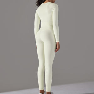 Gran oferta, conjunto de pantalones cortos de gimnasio de cintura alta para mujer, mallas de Yoga con patrón sólido para entrenamiento físico, diseño acanalado - Product Image 3