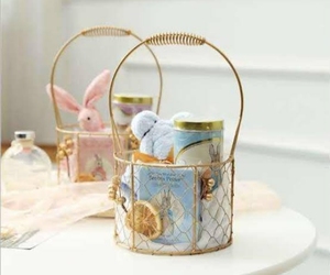 Partyware Visiting Iron Wire <b>Hamper</b> Gift <b>Basket</b> Gold Plated Good Quality Elegant Metal Storage Wicker Accessories Organizer - Product Image 1