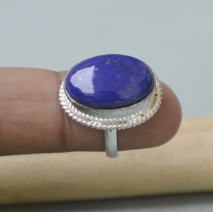 Anillo minimalista de Plata de Ley 925 con piedra natal, lapislázuli Natural azul, joyería de piedras preciosas Unisex para aniversario - Product Image 4