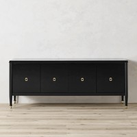 Console en bois massif de bonne qualité, style luxueux, couleur noire peinte, hauteur réglable pour la maison, l'appartement, le salon