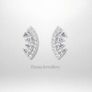 Boucles d'oreilles en diamant courbe de luxe Bijoux de piercing en or massif 14 carats 18 carats Vrais diamants de laboratoire et naturels certifiés IGI Vente en gros - Product Image 2