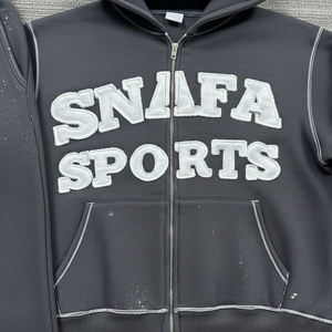 Custom Made High Quality Tracksuit <b>Sets</b> Acid Wash Thick Distressed Patch <b>Embroidery</b> Tracksuits Streetwear 2 Piece Tracksuit <b>Sets</b> - Product Image 3