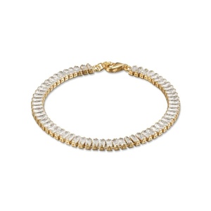 สร้อยข้อมือเทนนิสสีทองหรูหราคลาสสิกพร้อมบาแกตต์เจียระไนเพชรโรสโกลด์เครื่องประดับหรูหราสำหรับงานแต่งงานหรือปาร์ตี้ของขวัญ - Product Image 2