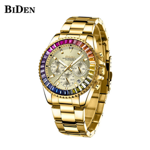 ساعة بيدن 0163 للرجال الأقوياء، تصميم داخلي للتسوق، كرونوغراف مع تاريخ، علبة مرصعة بالألماس، حزام من الفولاذ المقاوم للصدأ، ساعة شعبية للشباب - Product Image 4