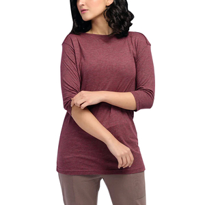 Alta calidad Color sólido manga larga en blanco último estilo mujeres camisetas logotipo personalizado moda mujer Camisetas OEM - Product Image 1