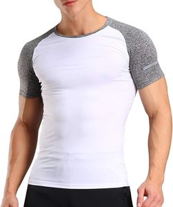 เสื้อยืดตาข่ายระบายอากาศสำหรับวิ่งออกกำลังกายเพาะกายคอกลมใส่ออกกำลังกายแขนสีตัดกัน - Product Image 6