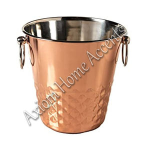 CUBO DE HIELO DE ACERO INOXIDABLE PULIDO ARTESANAL CON ASAS REDONDAS PARA BAR Y USO DOMÉSTICO DE AXIOM HOME ACCENTS - Product Image 4