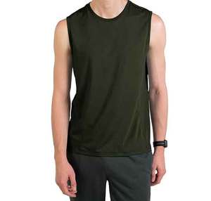 Camisetas sin mangas de entrenamiento verde oscuro para hombre, ropa activa de culturismo de verano, ropa de gimnasio lisa sin mangas, estilo de camiseta - Product Image 5