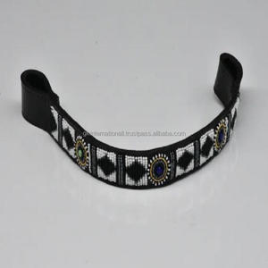 Equipo de equitación, banda de ceja de caballo de cuero con cuentas personalizada con cadena de cuentas multicolor decorativa en mazorca completa de gran tamaño - Product Image 4