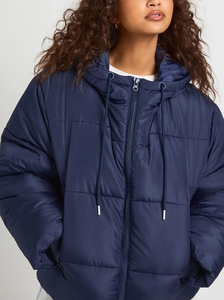 Blouson matelassé en coton léger sur mesure, grande taille, imperméable, à capuche, broderie, col amovible, manches, couleur unie, ample - Product Image 5