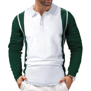 Alta calidad 100% algodón hombres Casual para Polo camisa transpirable Jersey patrón sólido manga larga personalizable ODM disponible - Product Image 2